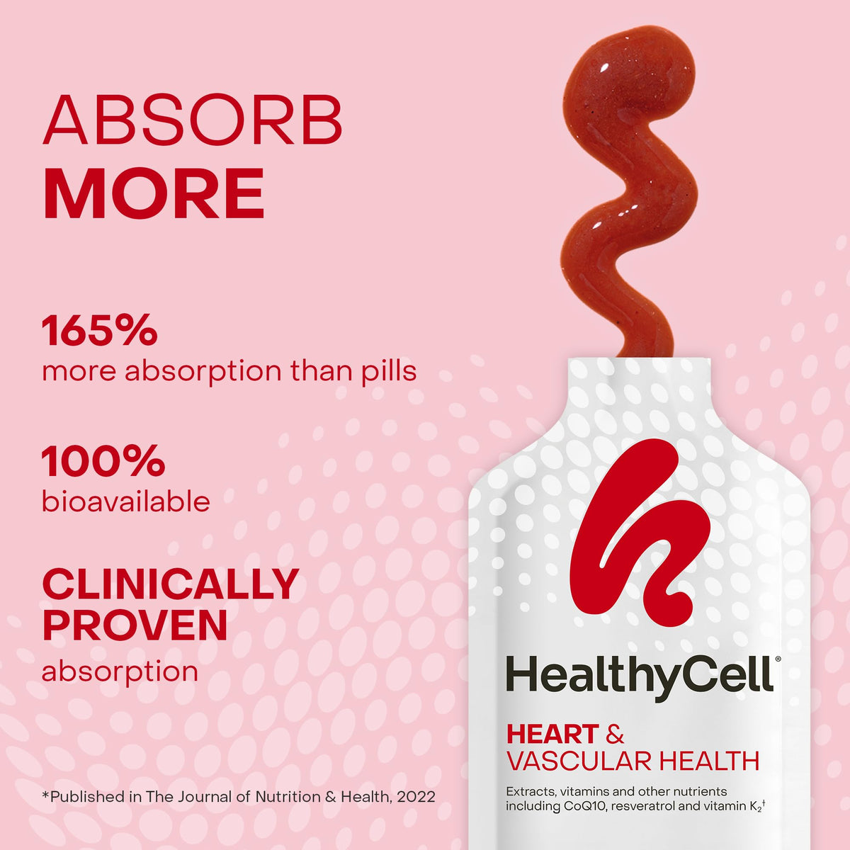 HealthyCell Heart & Vascular Health Daily Liquid Supplement - 30 Gel Packs - image 2
