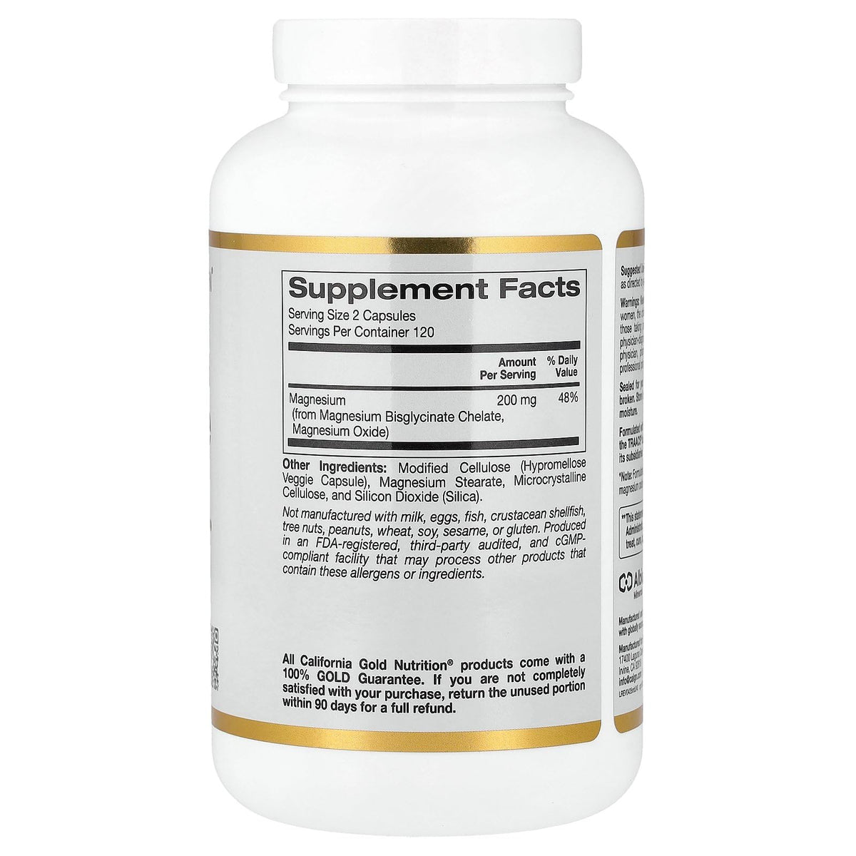California Gold Nutrition Magnesium Bisglycinate - 240 Vegetarian Capsules - image 2