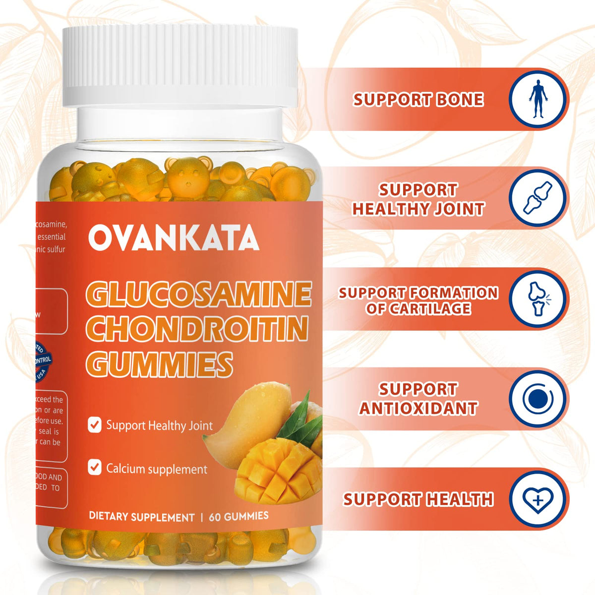 Ovankata Glucosamine Chondroitin Gummies with MSM & Turmeric - 60 Count - image 2