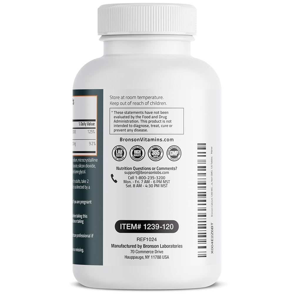 Bronson Calcium 1200 MG Per Serving Plus Vitamin D3 1000 IU High