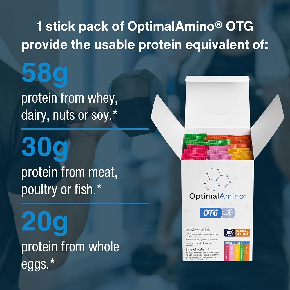 OptimalAmino OTG Stick Packs Complete Amino Acid Profile - 30 Count - image 6