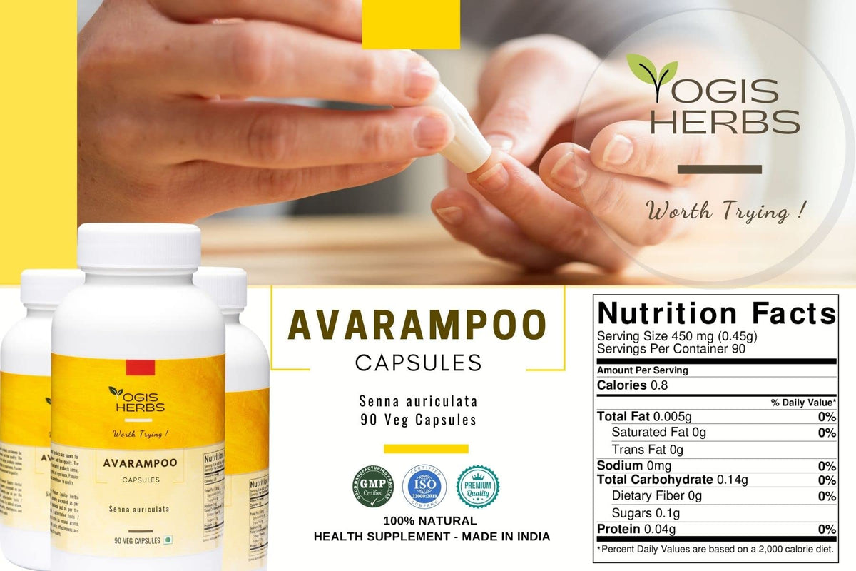 YOGIS HERBS Avarampoo Senna Auriculata Capsules - 90 Vegetarian Capsules - image 2
