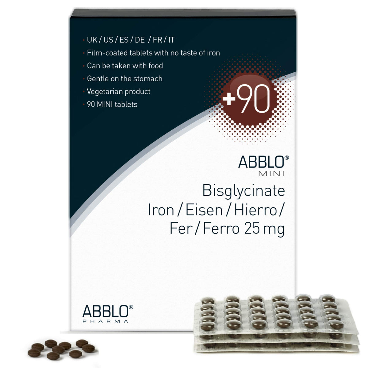 ABBLO Iron Bisglycinate 25mg Gentle Tablets - 90 Count