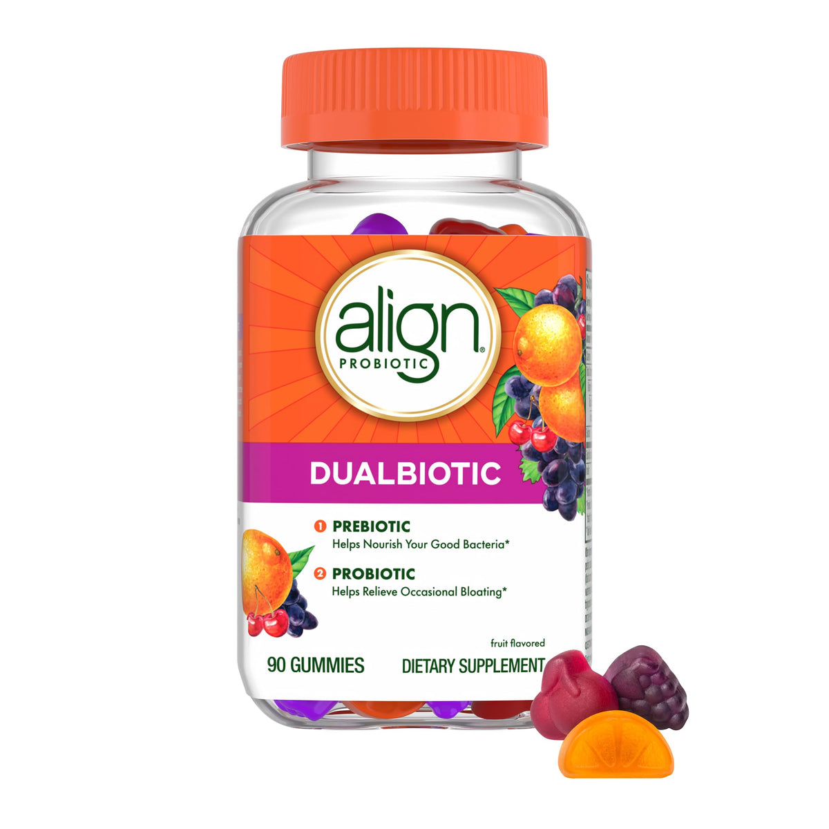 Align DualBiotic Prebiotic and Probiotic Gummies - 90 Gummies