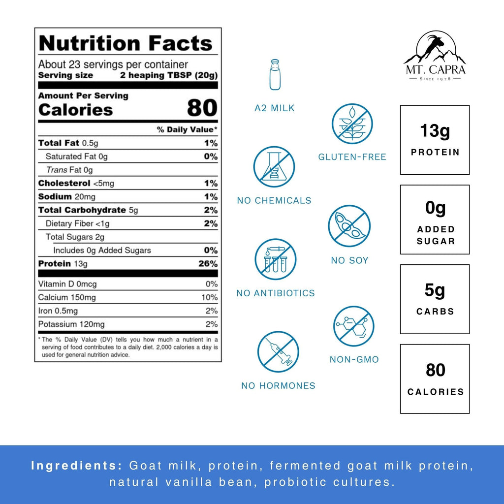 Mt. Capra Caprotein Vanilla Bean Protein Powder - 16 oz - image 2