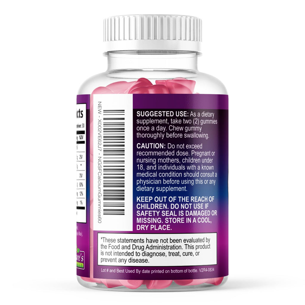 Nature's Nutrition Calcium Gummies - Sugar Free Calcium Gummy