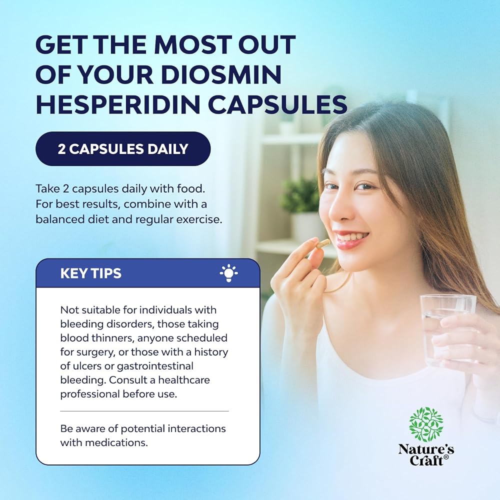 Natures Craft Diosmin Hesperidin 1000mg Complex for Circulation