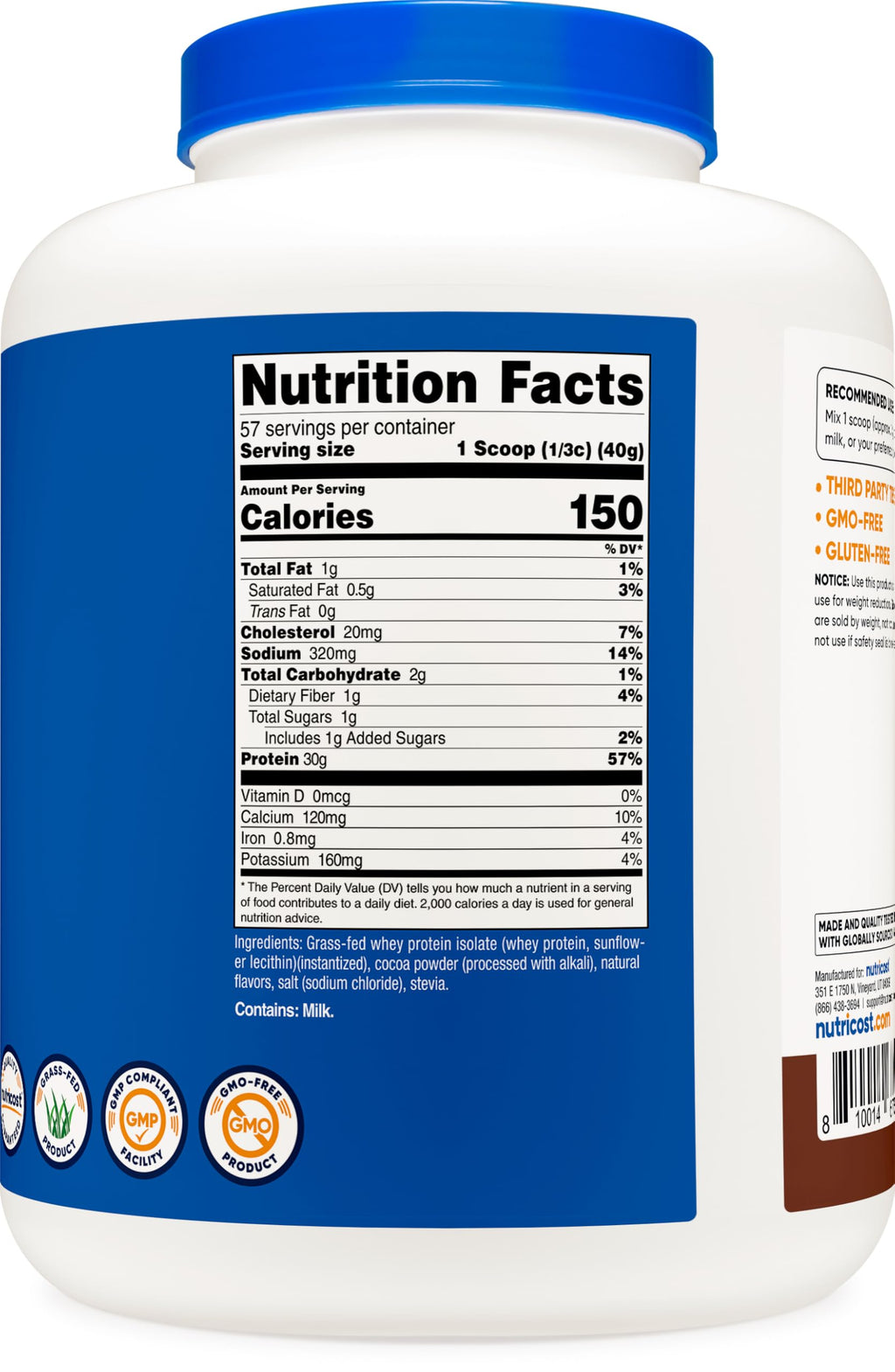 Nutricost Grass-Fed Whey Protein Isolate - Non-GMO