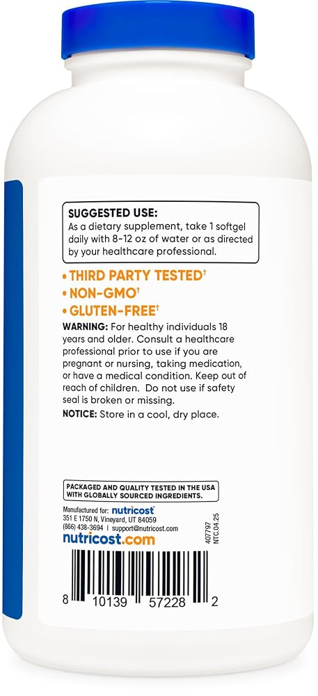 Nutricost Fish Oil 1000mg (560mg of Omega-3), 240 Softgels - image 5