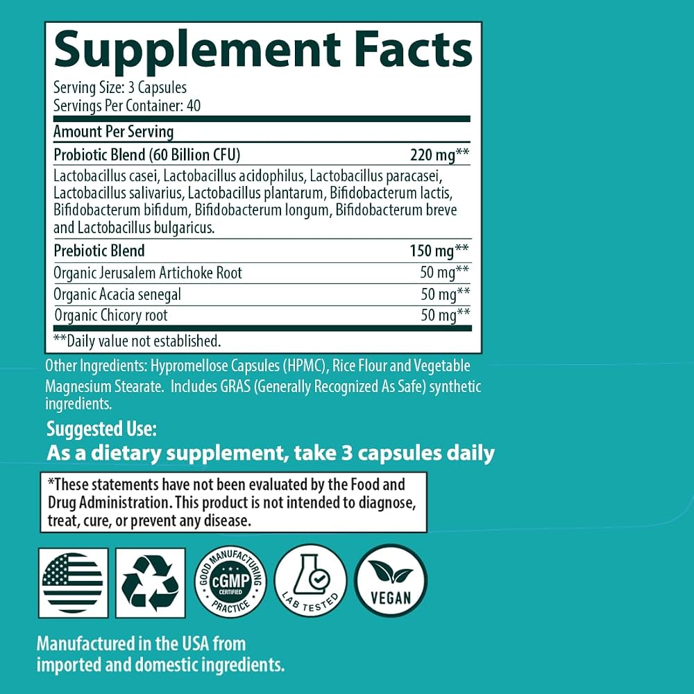 Sanar Naturals Probiotics 60 Billion CFU 10 Strains - 120 Capsules - image 8
