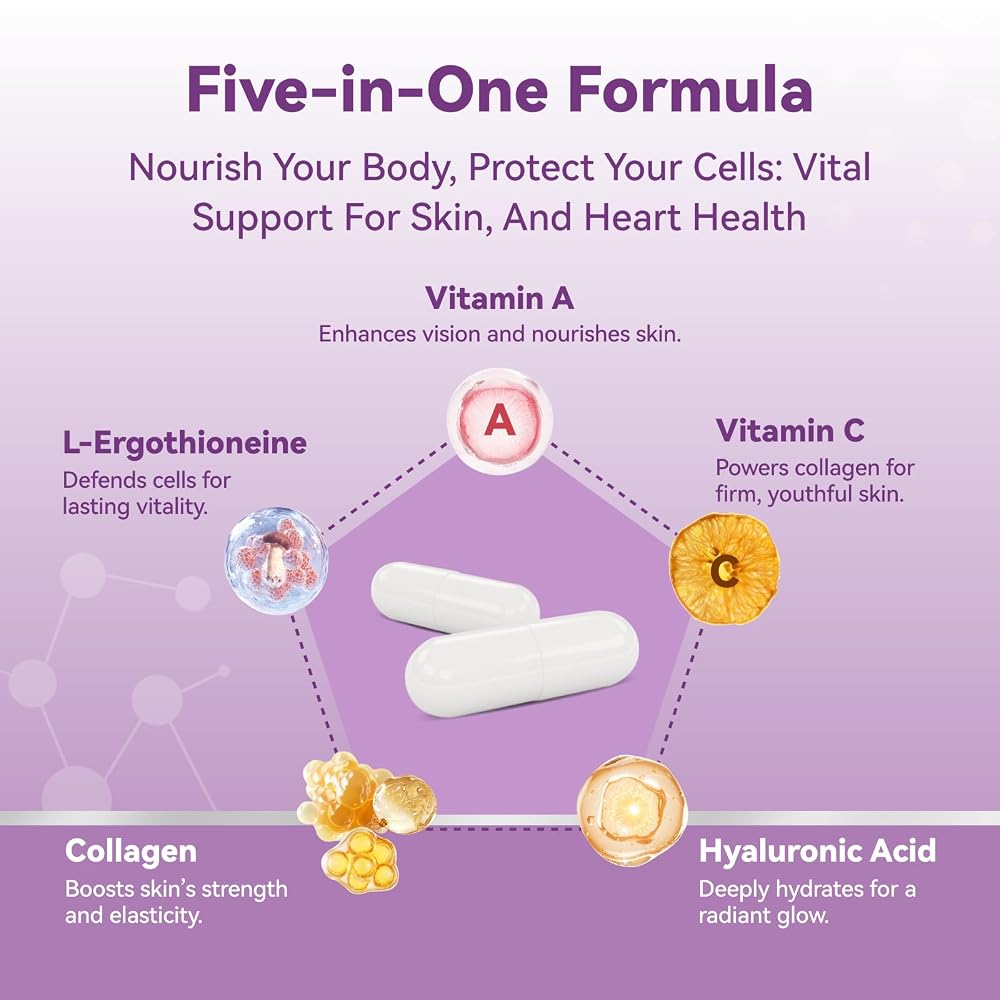 Inner Brightness L-Ergothioneine with Collagen & Hyaluronic Acid - 60 Capsules - image 2