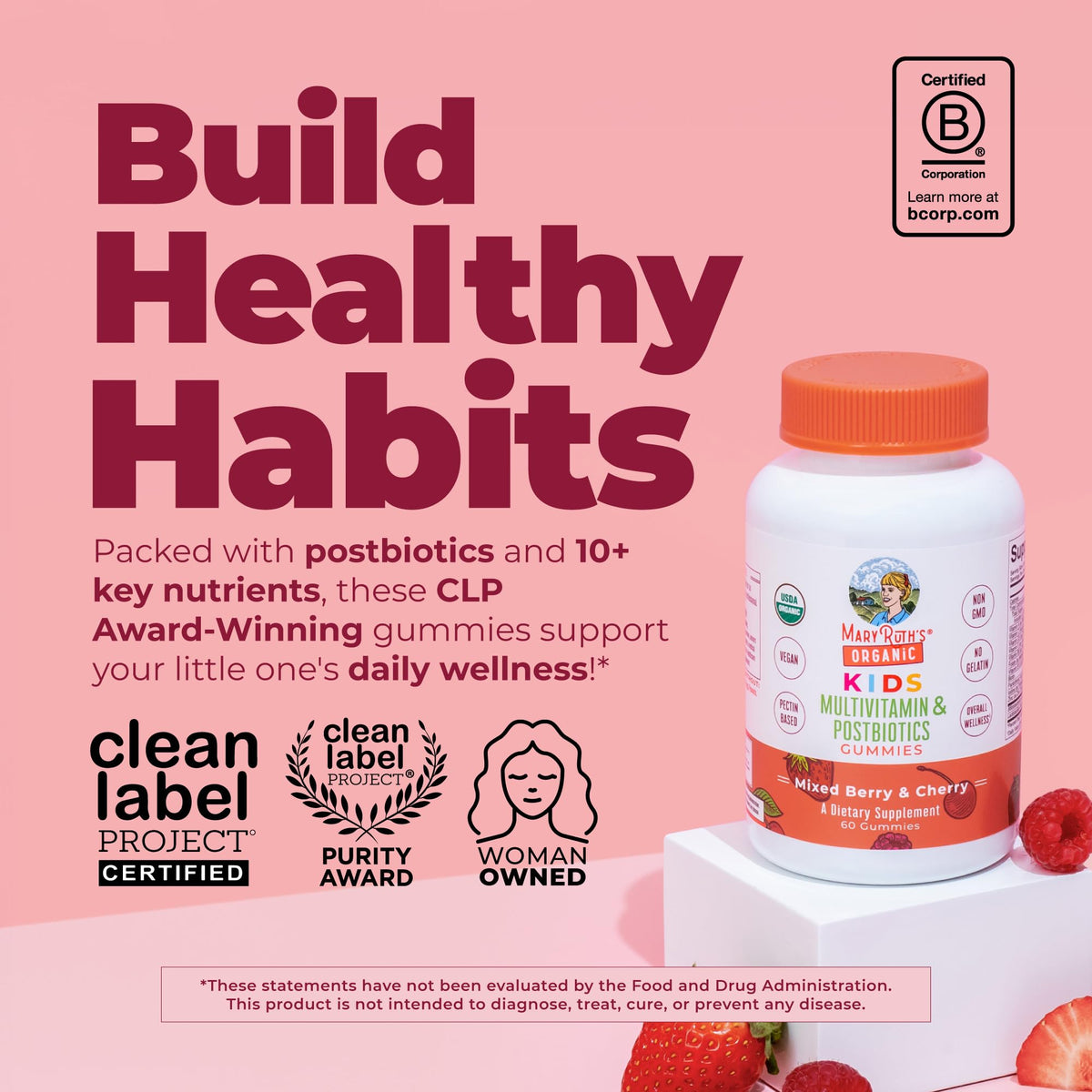 MaryRuth's Organic Kids Multivitamin + Postbiotics Gummies - 60 Count - image 2