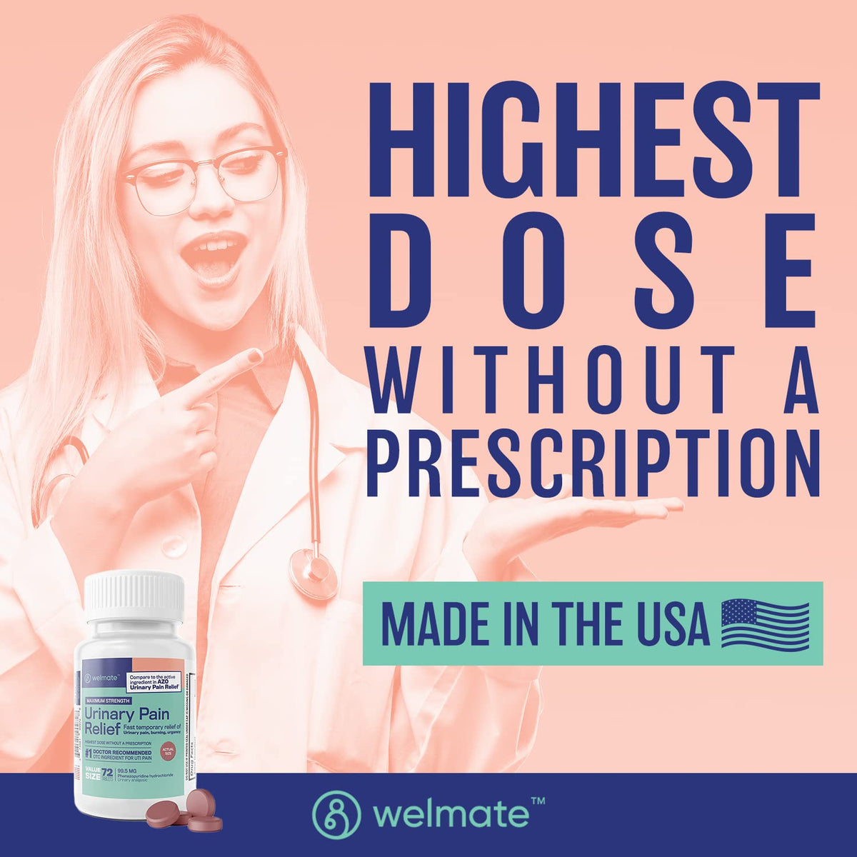 WELMATE Maximum Strength Urinary Pain Relief UTI Medicine for Women - image 3