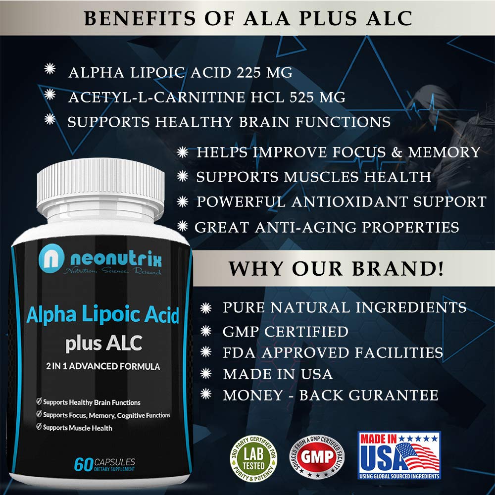Neonutrix Alpha Lipoic Acid + ALC Brain & Muscle Support - 60 Capsules - image 2
