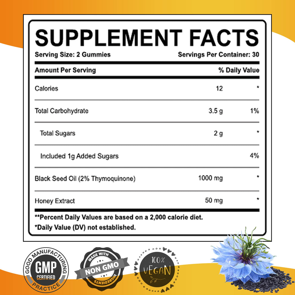 Vakasa Black Seed Oil Gummies 1000mg Immune Support - 60 Gummies - image 4