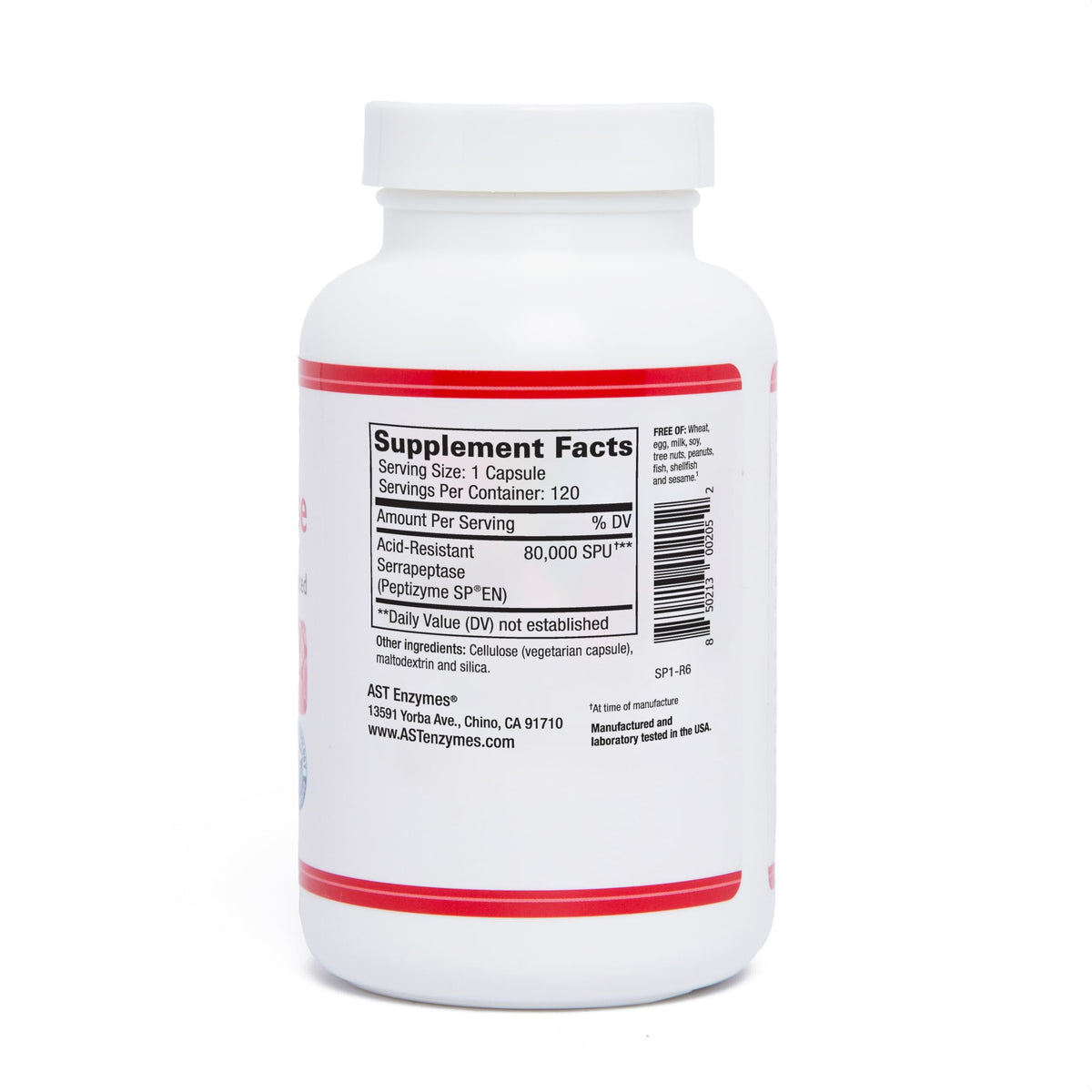 AST Enzymes Serrapeptase 80,000 SPU - 120 Vegetarian Capsules - image 3