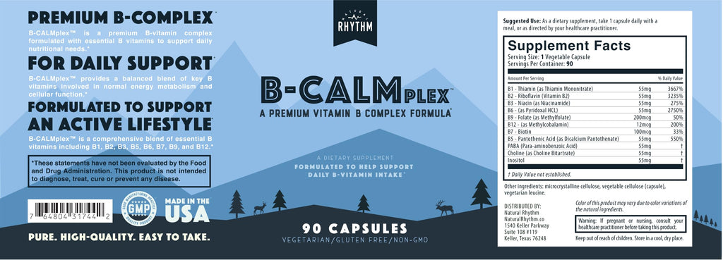 Natural Rhythm B-CALMplex B-Complex with Methylfolate & B12 - 90 Capsules - image 6