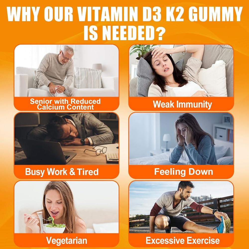 Maennyliy Vitamin D3 K2 Gummies for Adults - Vitamin D3 5000IU + K2
