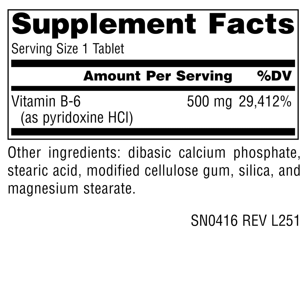 Source Naturals Vitamin B-6 500 mg - 100 Tablets - image 2