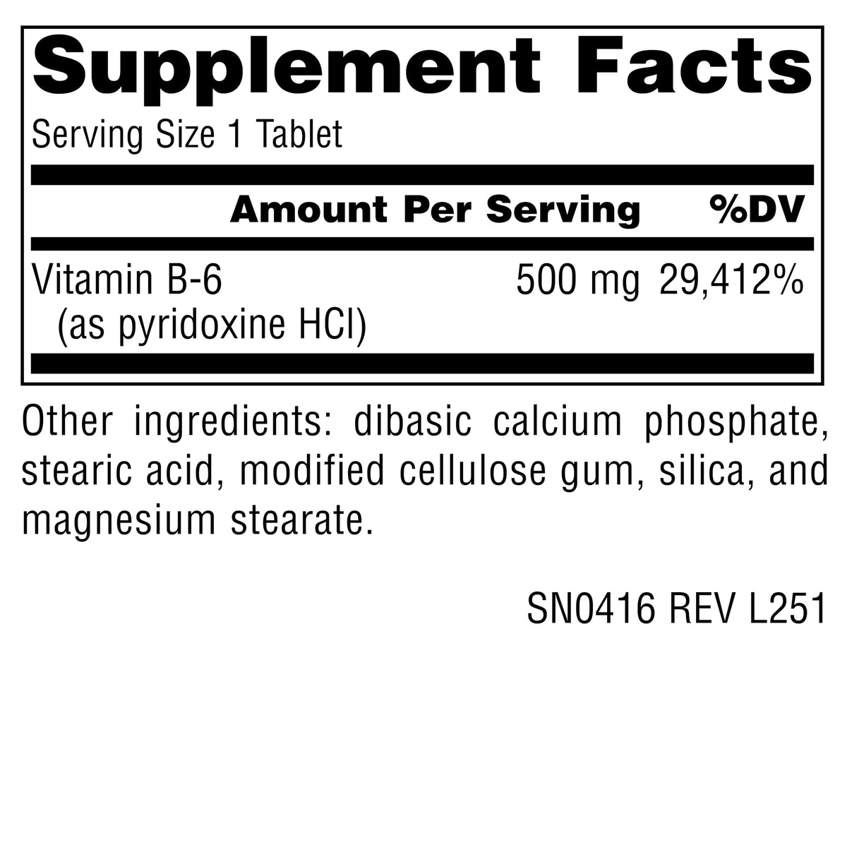 Source Naturals Vitamin B-6 500 mg - 100 Tablets - image 2
