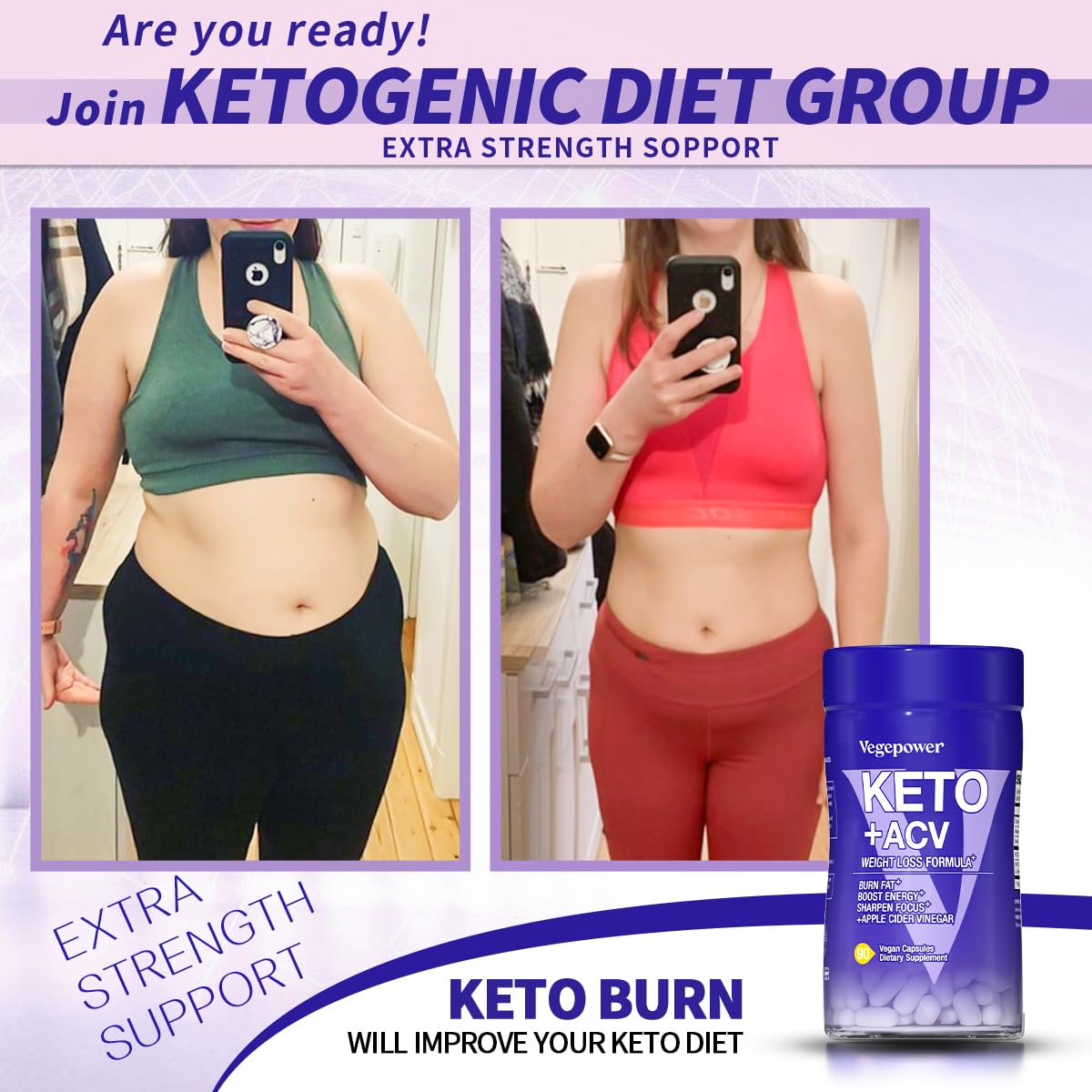 VEGEPOWER GLP-1 Support Supplement - Keto Apple Cider Vinegar