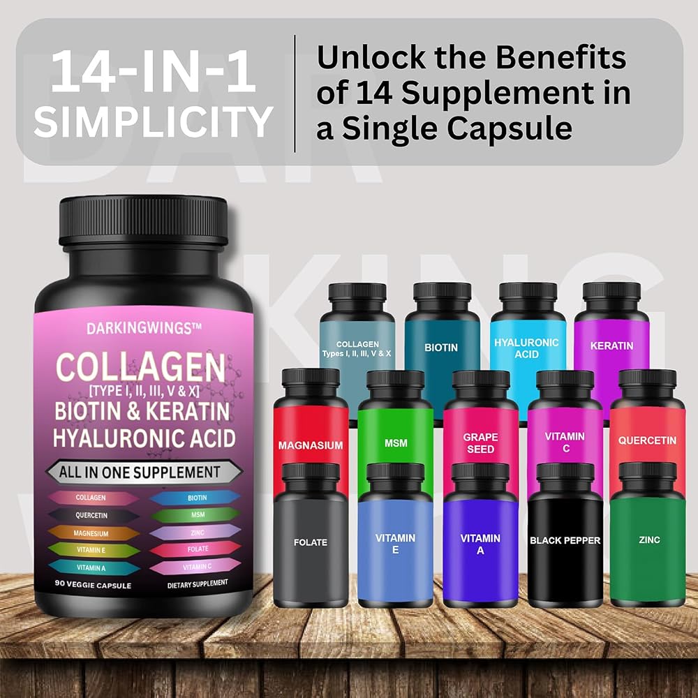 Darkingwings Multi Collagen Peptides with Biotin & Keratin - 90 Capsules - image 4