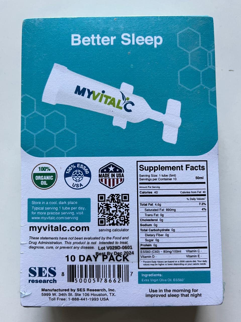 MyVitalC Better Sleep Supplement Shots ESS60 Olive Oil - 50 mL Pack of 2 - image 5