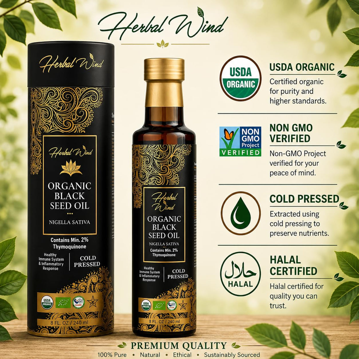 Herbal Wind Black Seed Oil Organic Liquid Immune Support - 8 Fl Oz - image 3