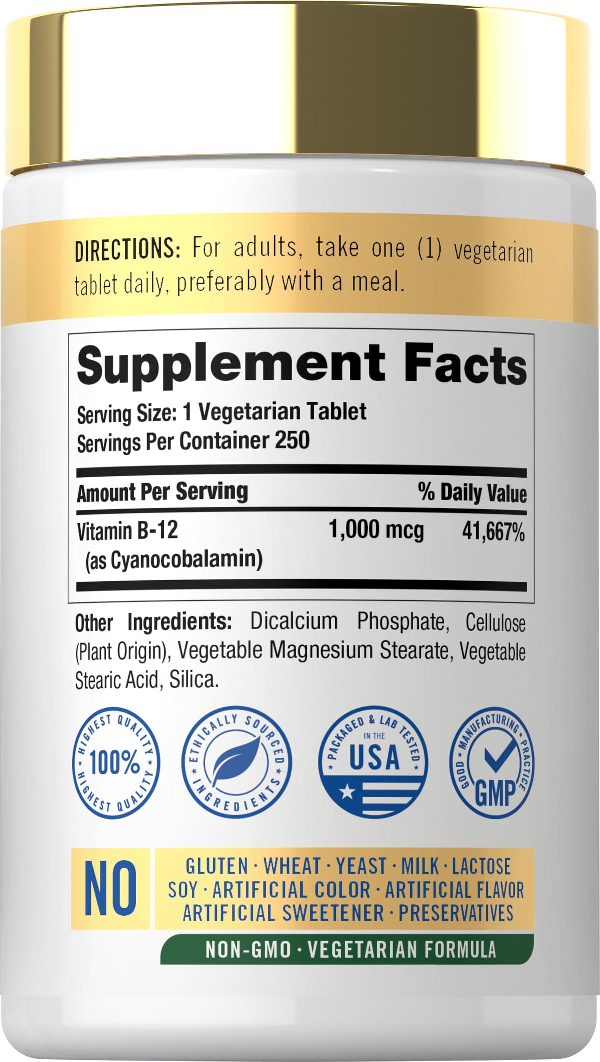 Carlyle B12 Vitamin 1000 mcg Time Release - 250 Tablets - image 2