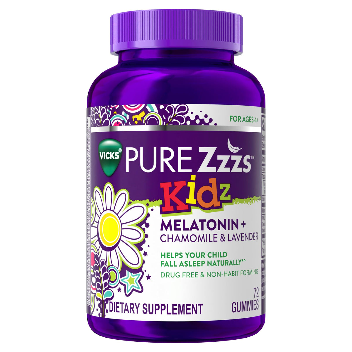 ZzzQuil Pure Zzzs Kidz Melatonin Gummy Sleep Aid - 72 Count