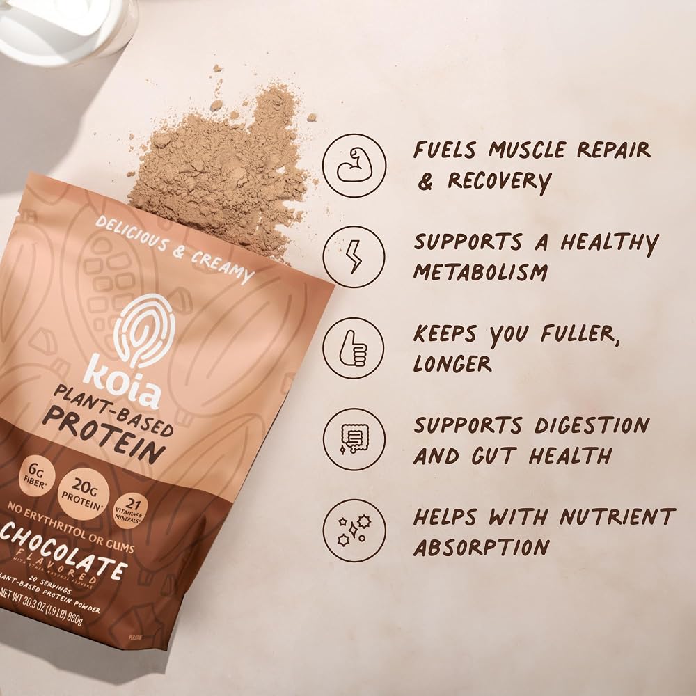 Koia Powder, Plant-Based Protein with Prebiotic Fiber