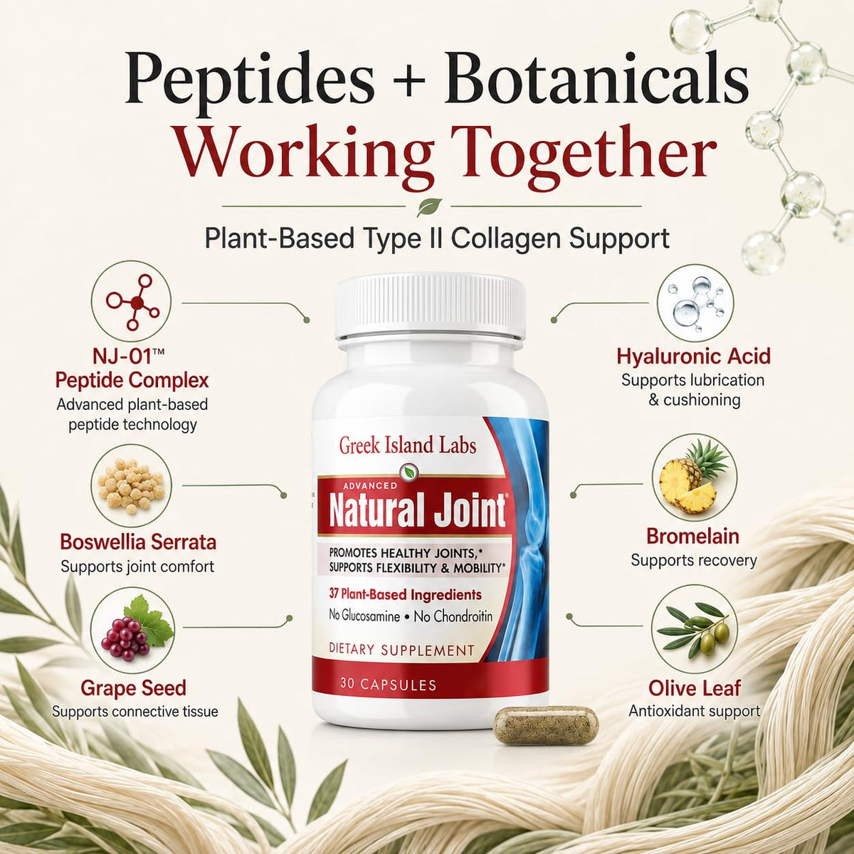 Natural Joint Advanced Organic Plant Based Joint Supplement - 30 Capsules - image 5