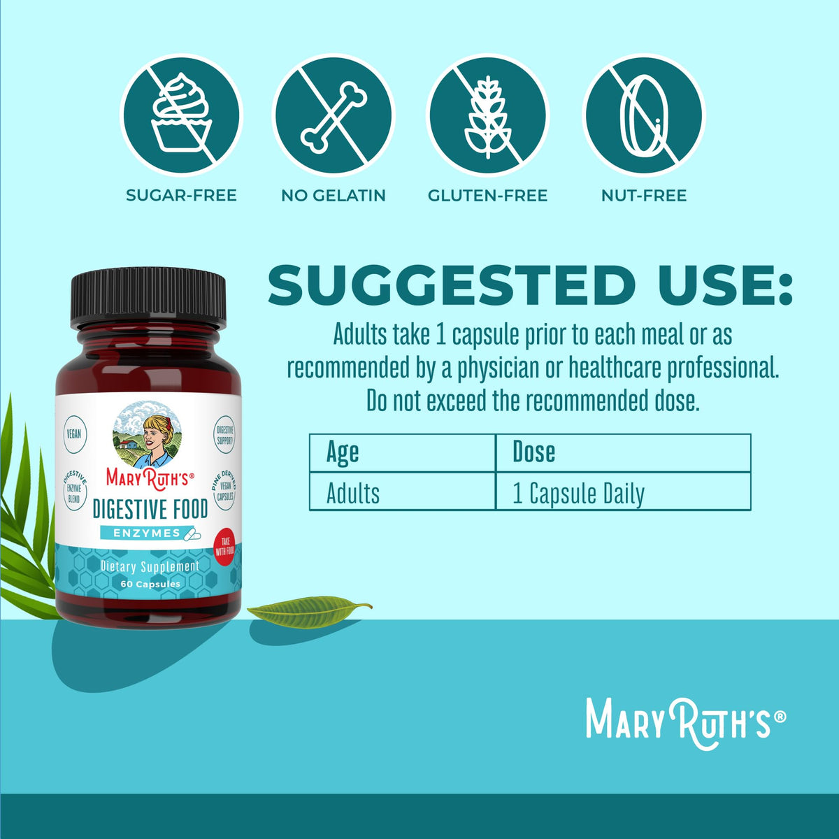 MARYRUTH'S Digestive Food Enzymes for Digestive Support - 60 Capsules - image 3