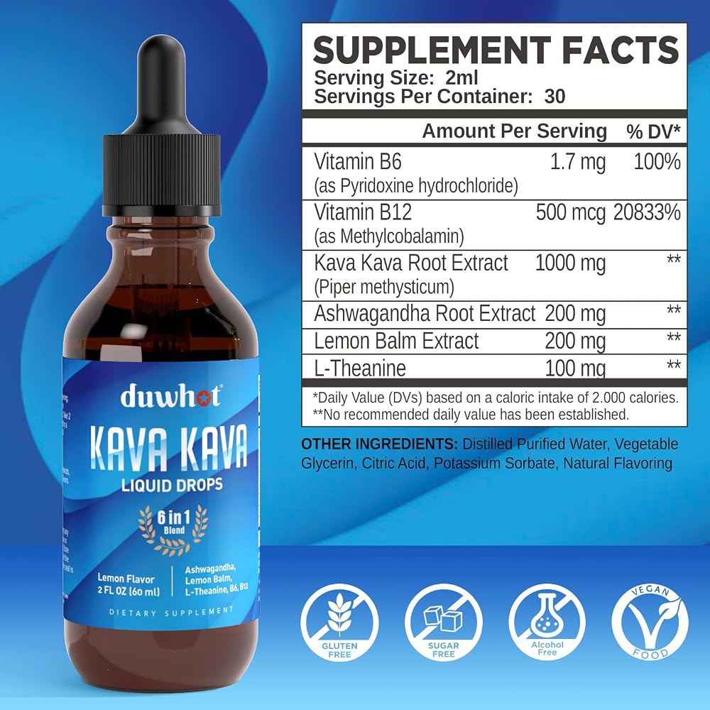 duwhot Kava Kava Extract Liquid Drops for Relaxation - 2 Fl Oz - image 2