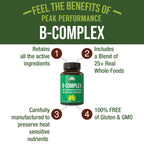 Peak Performance Vegan B-Complex Vitamin Supplements - 90 Capsules - image 2