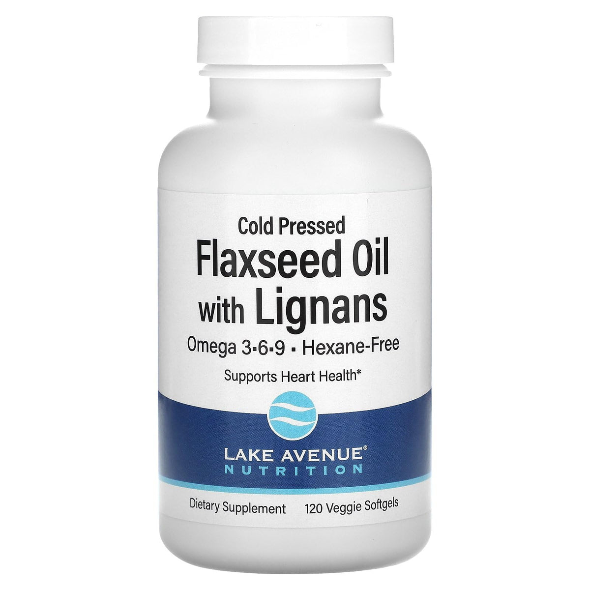 Lake Avenue Nutrition Cold Pressed Flaxseed Oil with Lignans - 120 Softgels