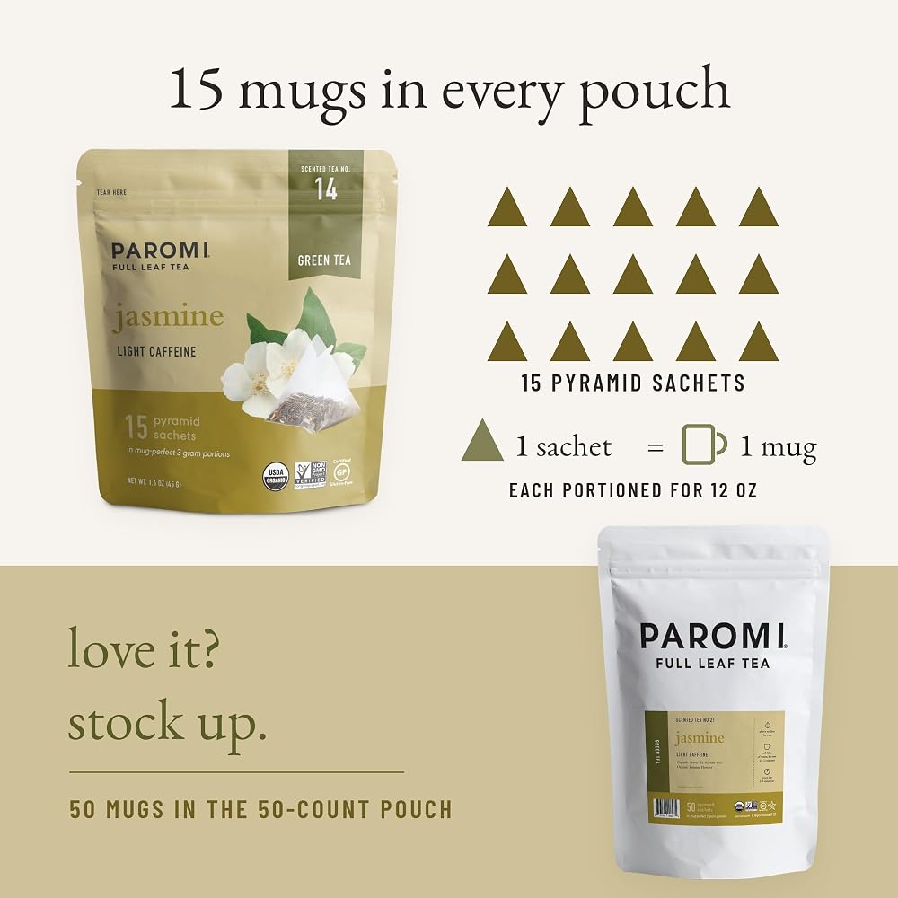 Paromi Organic Jasmine Green Tea - 15 Sachets - image 7