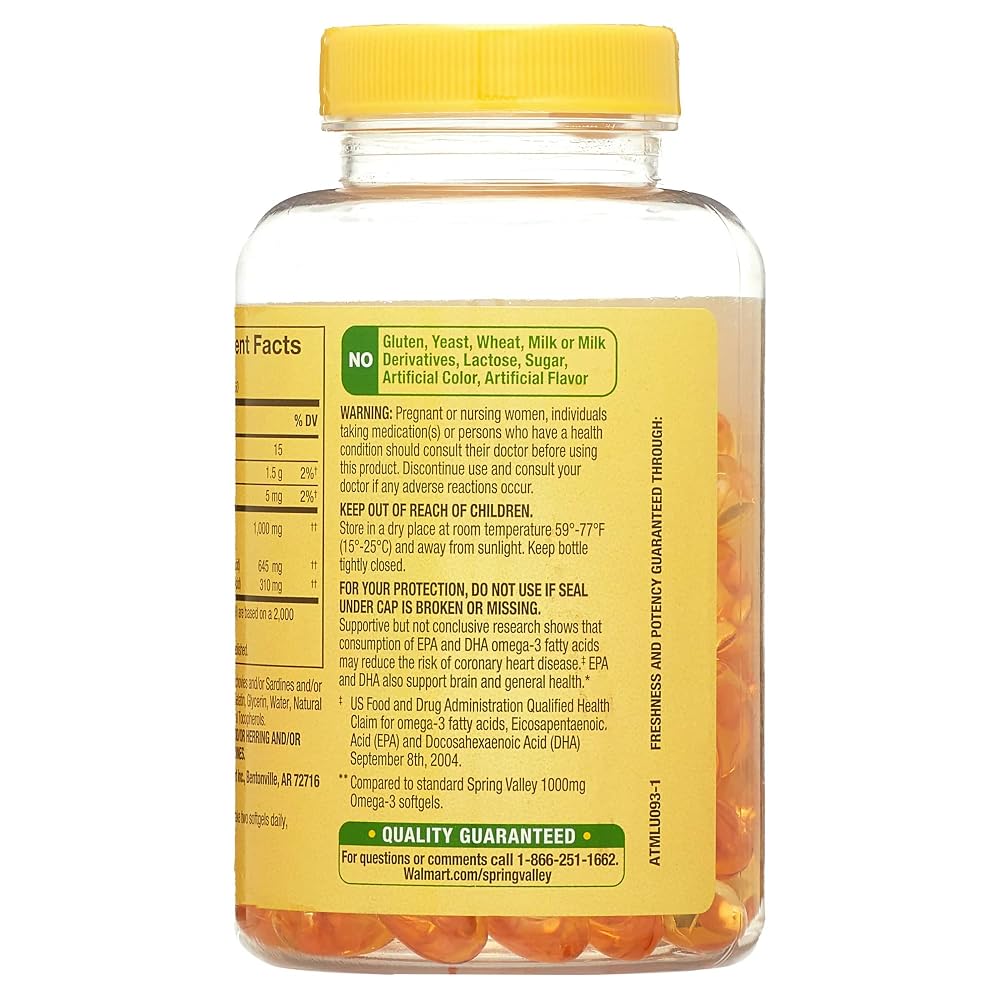 LUAL Spring Valley Omega-3 Mini Fish Oil 1000 mg - 120 Softgels - image 6