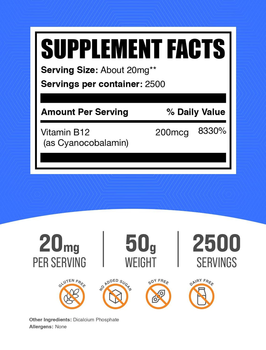 BulkSupplements.com Vitamin B12 (1% Cyanocobalamin) Powder