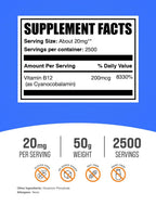 BulkSupplements.com Vitamin B12 (1% Cyanocobalamin) Powder