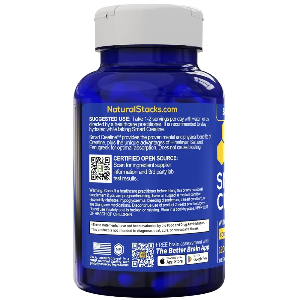 Natural Stacks Smart Creatine Monohydrate 2500mg - 120 Capsules - image 7