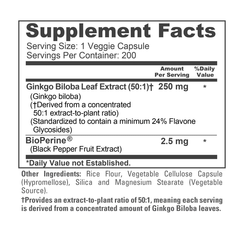 NusaPure Ginkgo Biloba 250mg - 200 Vegetarian Capsules - image 4