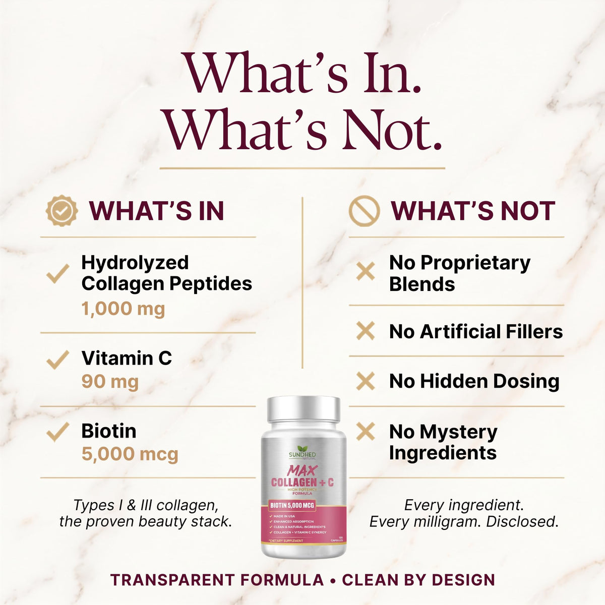 Sundhed Natural Max Collagen Plus C - 120 Capsules - image 3