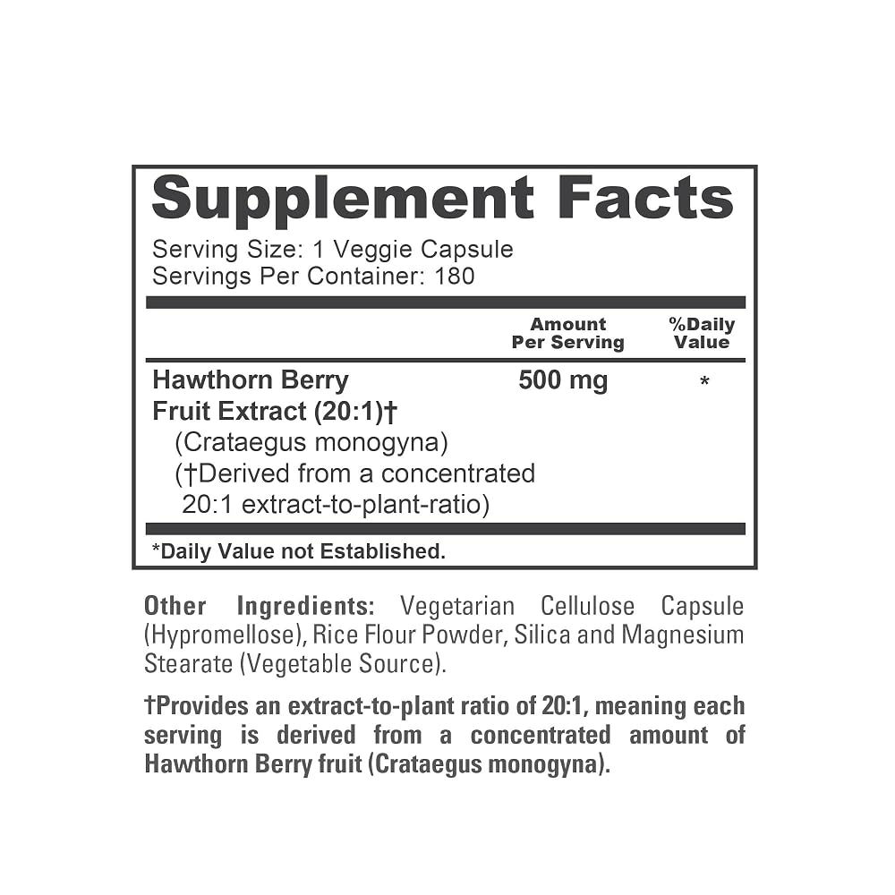 NusaPure Hawthorn Berry 500mg - 180 Vegetarian Capsules - image 4
