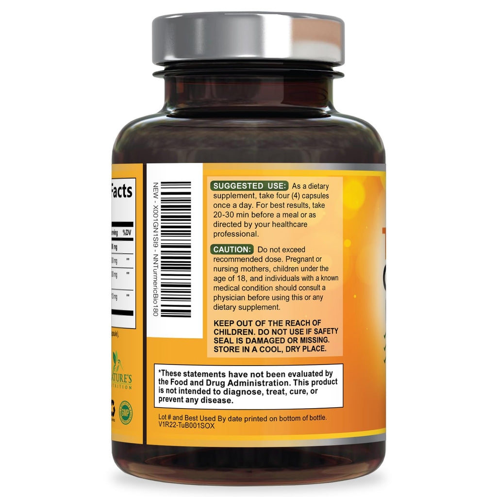 Nature's Nutrition Turmeric Curcumin Supplement - 2400mg Organic