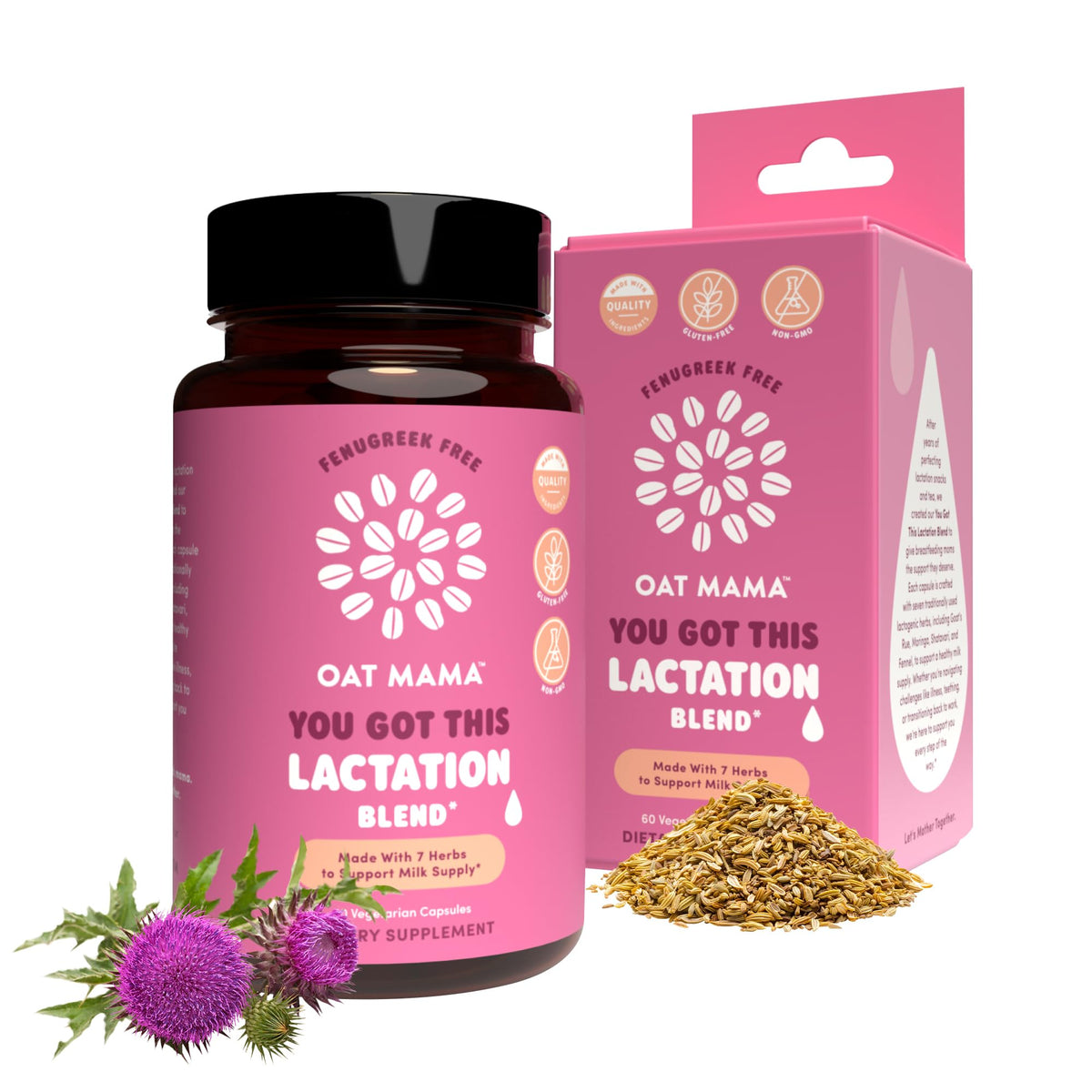 OAT MAMA Organic Lactation Supplement Fenugreek-Free - 60 Capsules