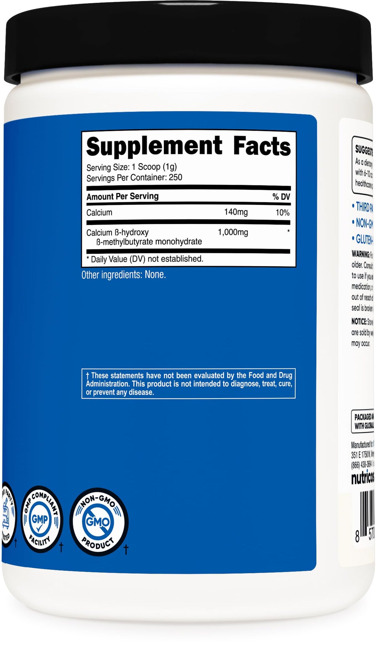 Nutricost HMB Powder (Beta-Hydroxy Beta-Methylbutyrate) - 250g - image 5