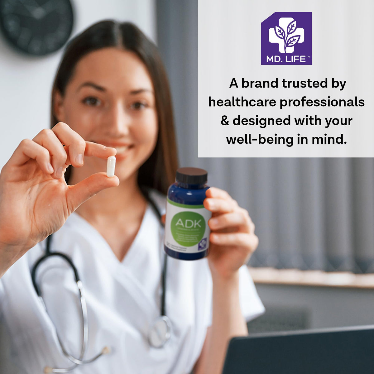 MD.LIFE ADK Vitamin Supplement with D3 and K2 - 90 Capsules - image 8
