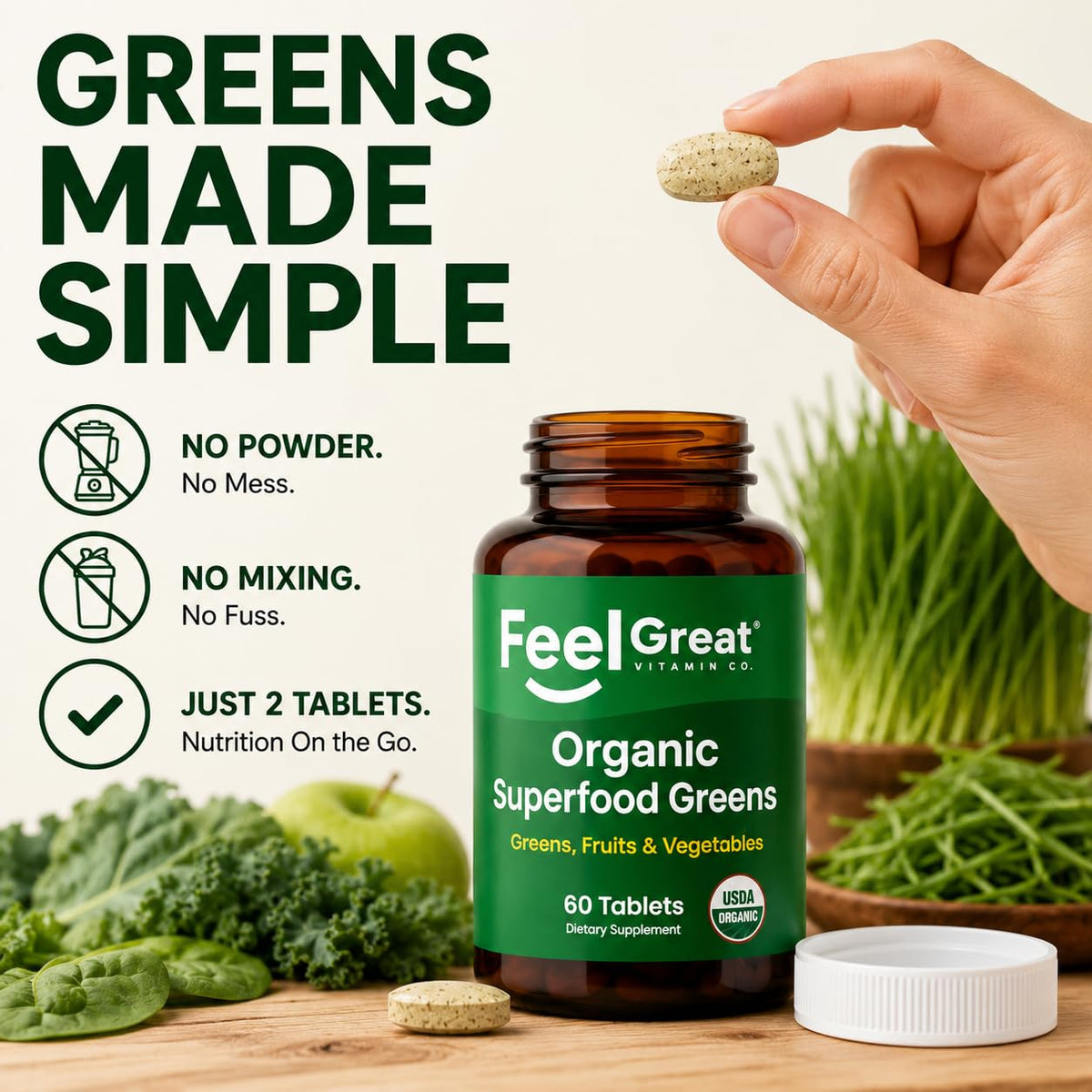 The Feel Great Vitamin Company Super Greens Tablets - 60 Tablets - image 3