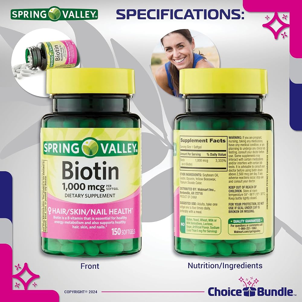 Choice Bundle Spring Valley Biotin Softgels 1000mcg Dietary